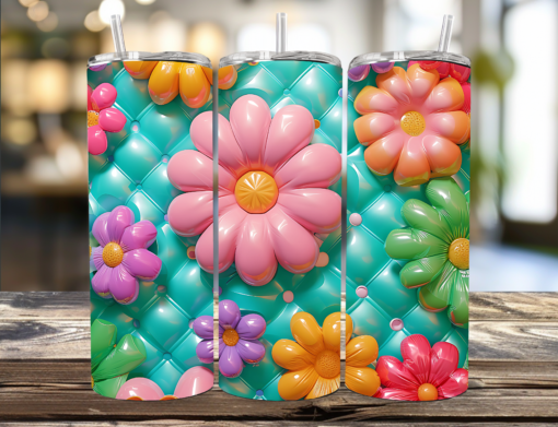 3D Puffy Spring Flowers Tumbler