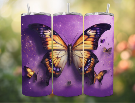 "3D Golden Butterfly Dreams" Tumbler 🦋✨💜