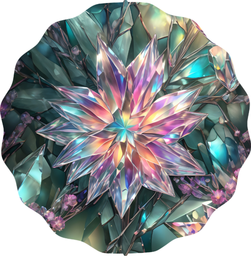 Crystal Bloom 10x10 inch Stained Glass Flower Wind Spinner - Image 2