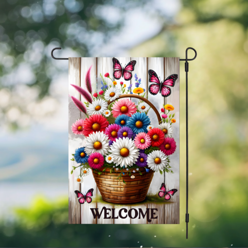 🌸Vibrant Floral and Butterfly Welcome Garden Flag - Image 2