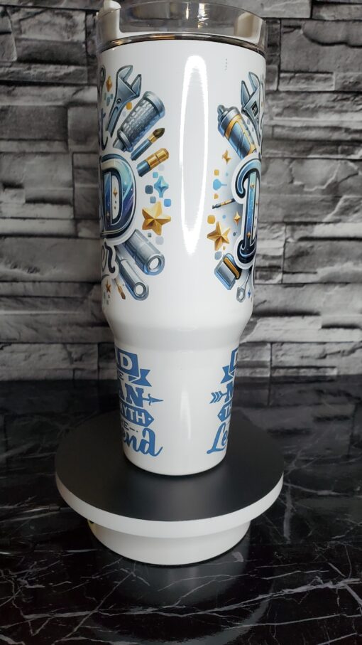 40 oz “Best Dad Ever” Tumbler – Father’s Day Gift with Tools, Stars, & Legendary Quote - Image 2
