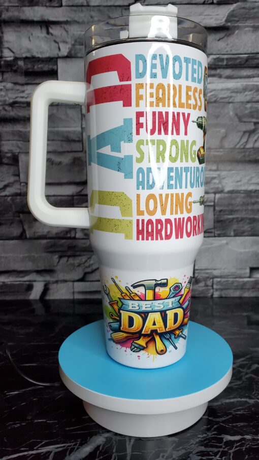 40 oz “Best Dad” Tumbler – Father’s Day Gift with Tool Theme & Bold Traits - Image 2