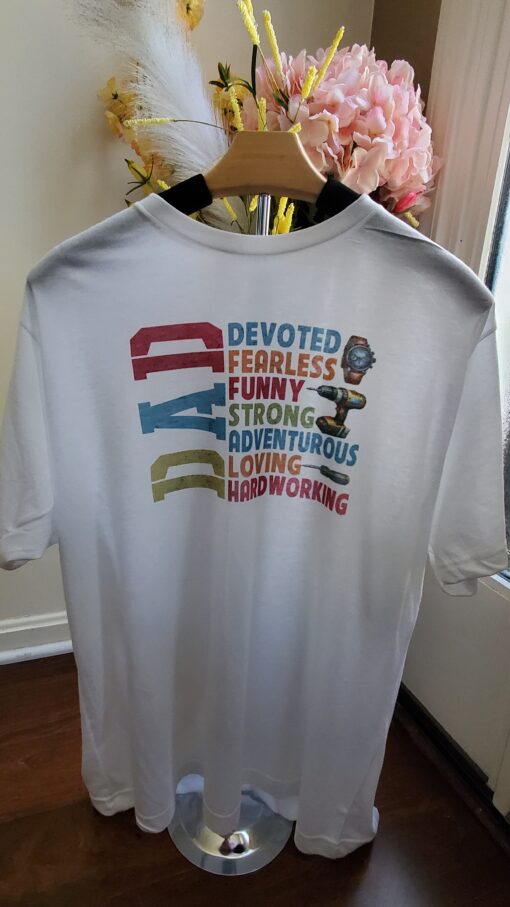 DAD Traits Graphic Tee – Father’s Day Shirt with Bold Vertical Design (XL–3X) - Image 2