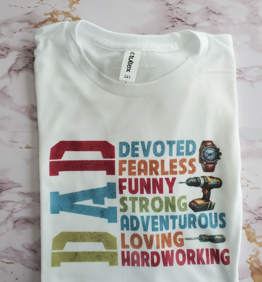 DAD Traits Graphic Tee – Father’s Day Shirt with Bold Vertical Design (XL–3X)