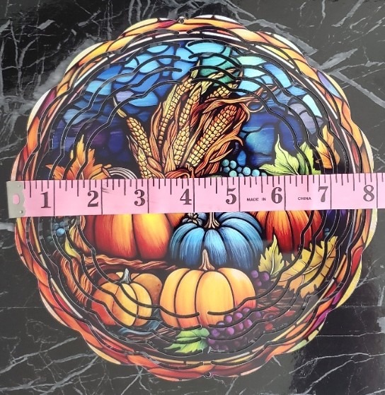 8 x 8 inch Stained Glass Pumpkin Wind Spinner - Image 2