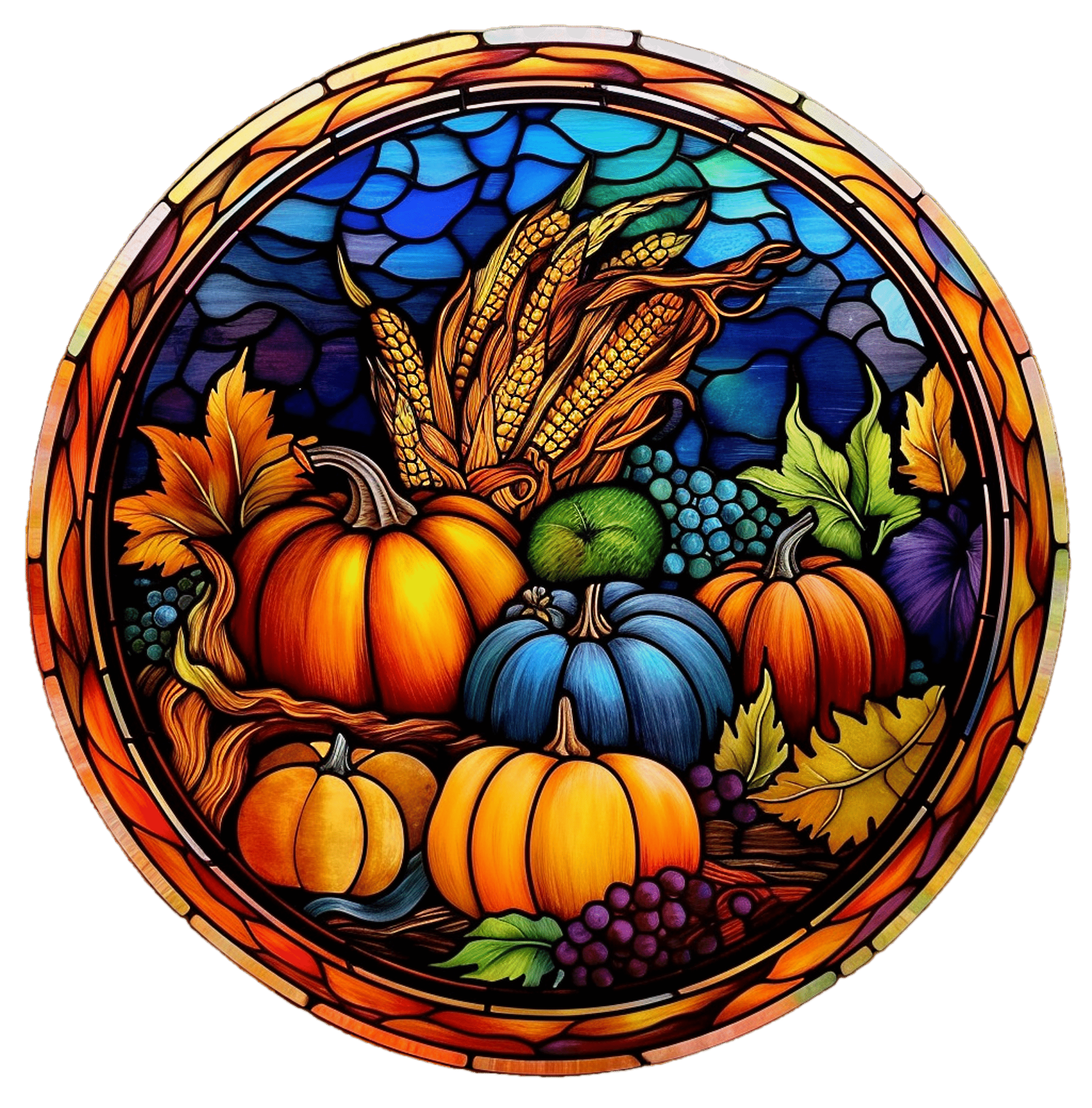 8 x 8 inch Stained Glass Pumpkin Wind Spinner - Image 6